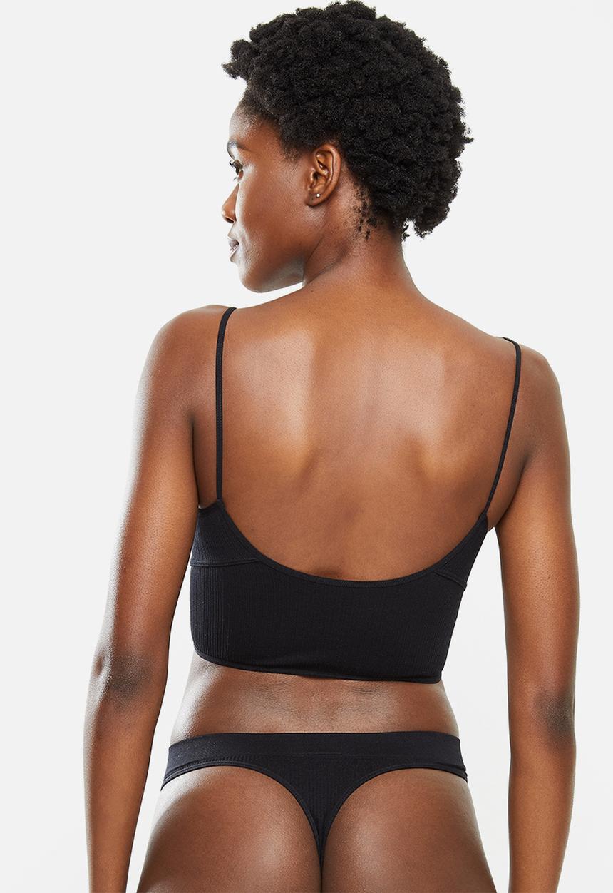 Cotton On - Seamfree rib ballet bralette - black & white