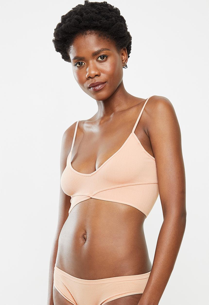 Cotton On - Seamfree rib ballet bralette - black/new latte
