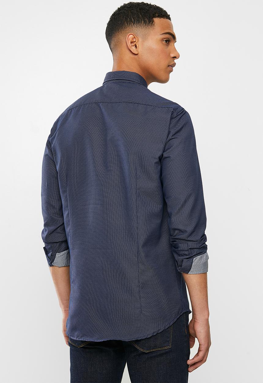 Ben Sherman - Navy dot long sleeve shirt - navy