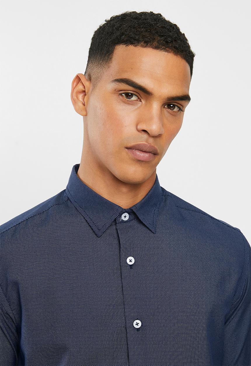 Ben Sherman - Navy dot long sleeve shirt - navy