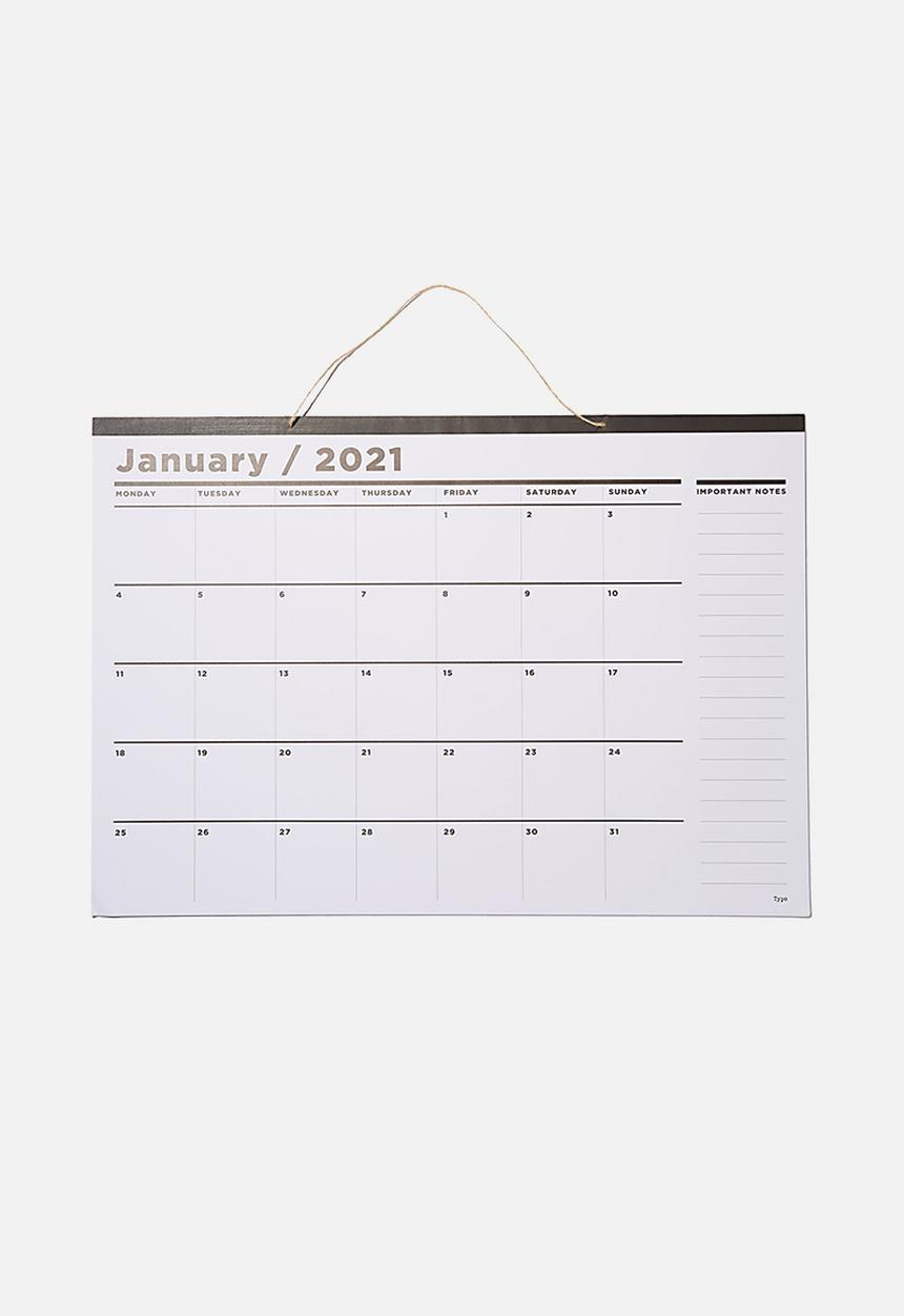 Typo - 2021 a1 hanging calendar - white