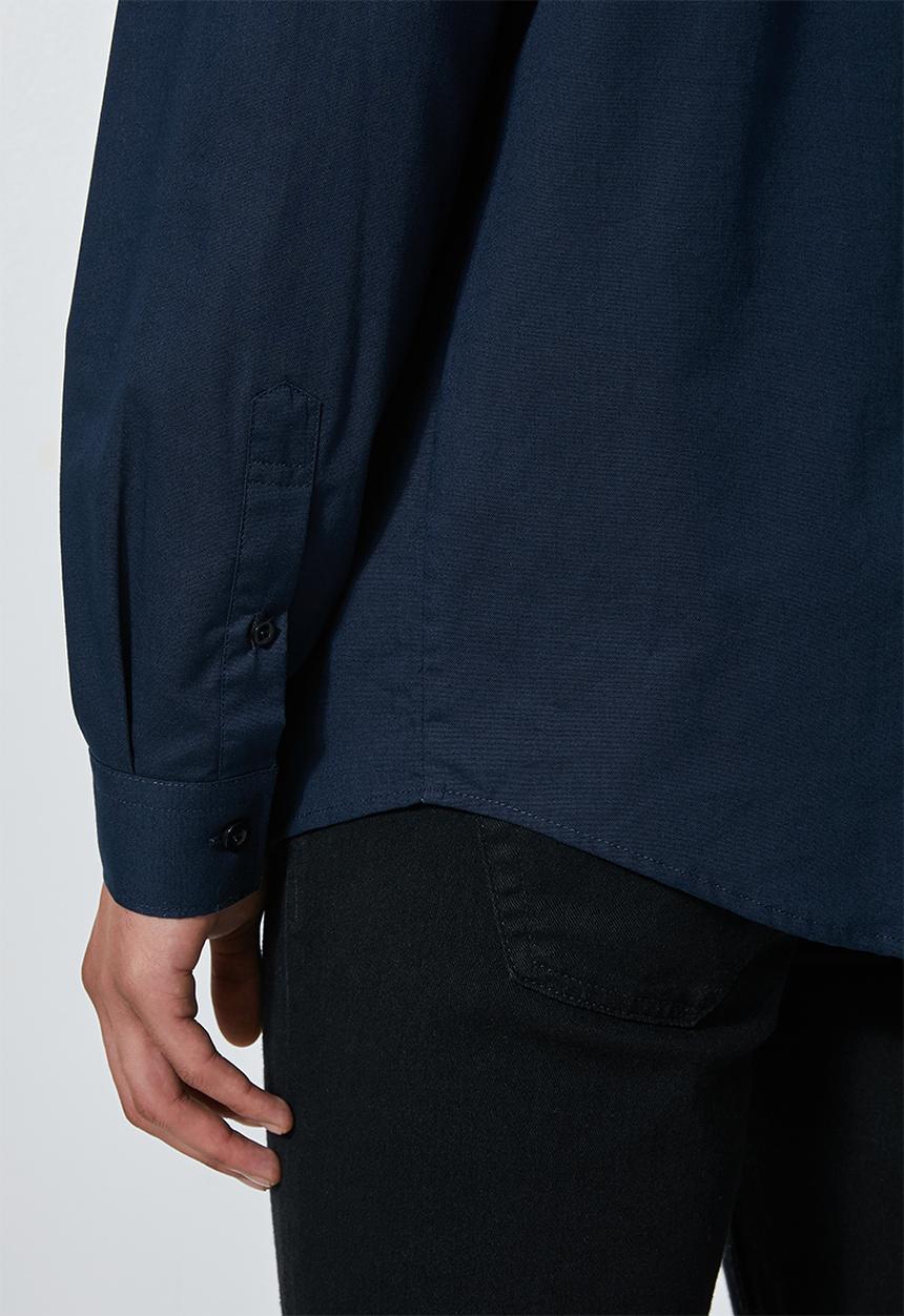 Superbalist - Regular fit mandarin long sleeve shirt - navy