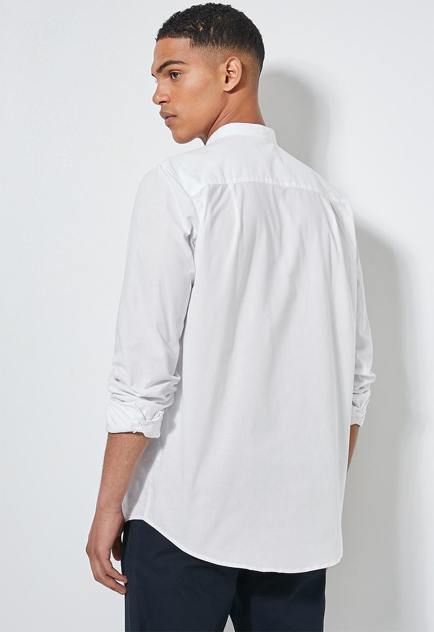 Superbalist - Regular fit mandarin long sleeve shirt - white