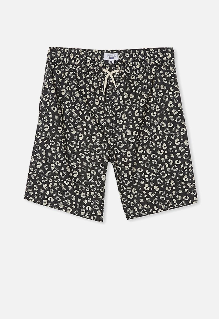 Free by Cotton On - Boys volly short - leopard print & phantom