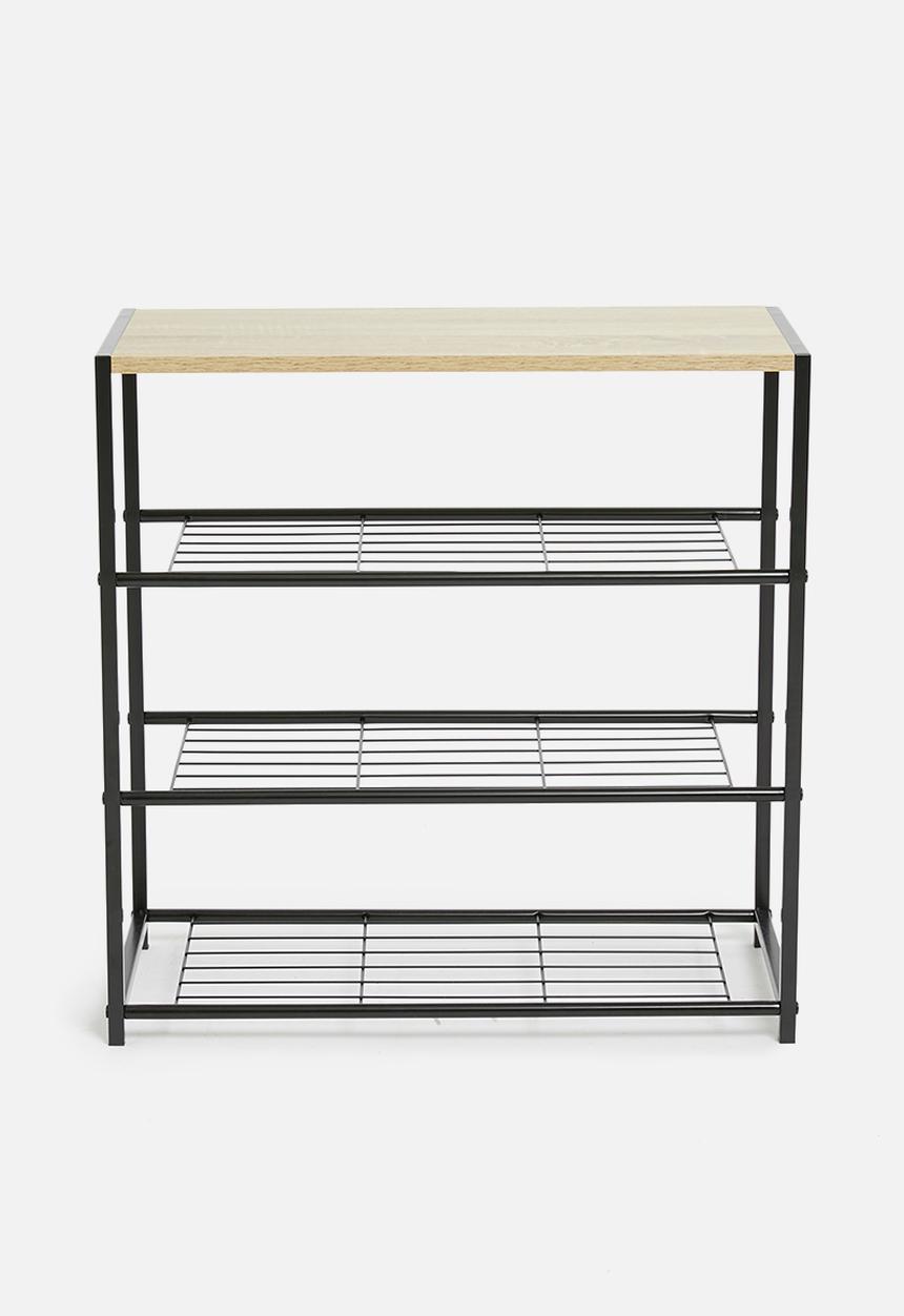 H&S -  Layered shoe rack - black & natural