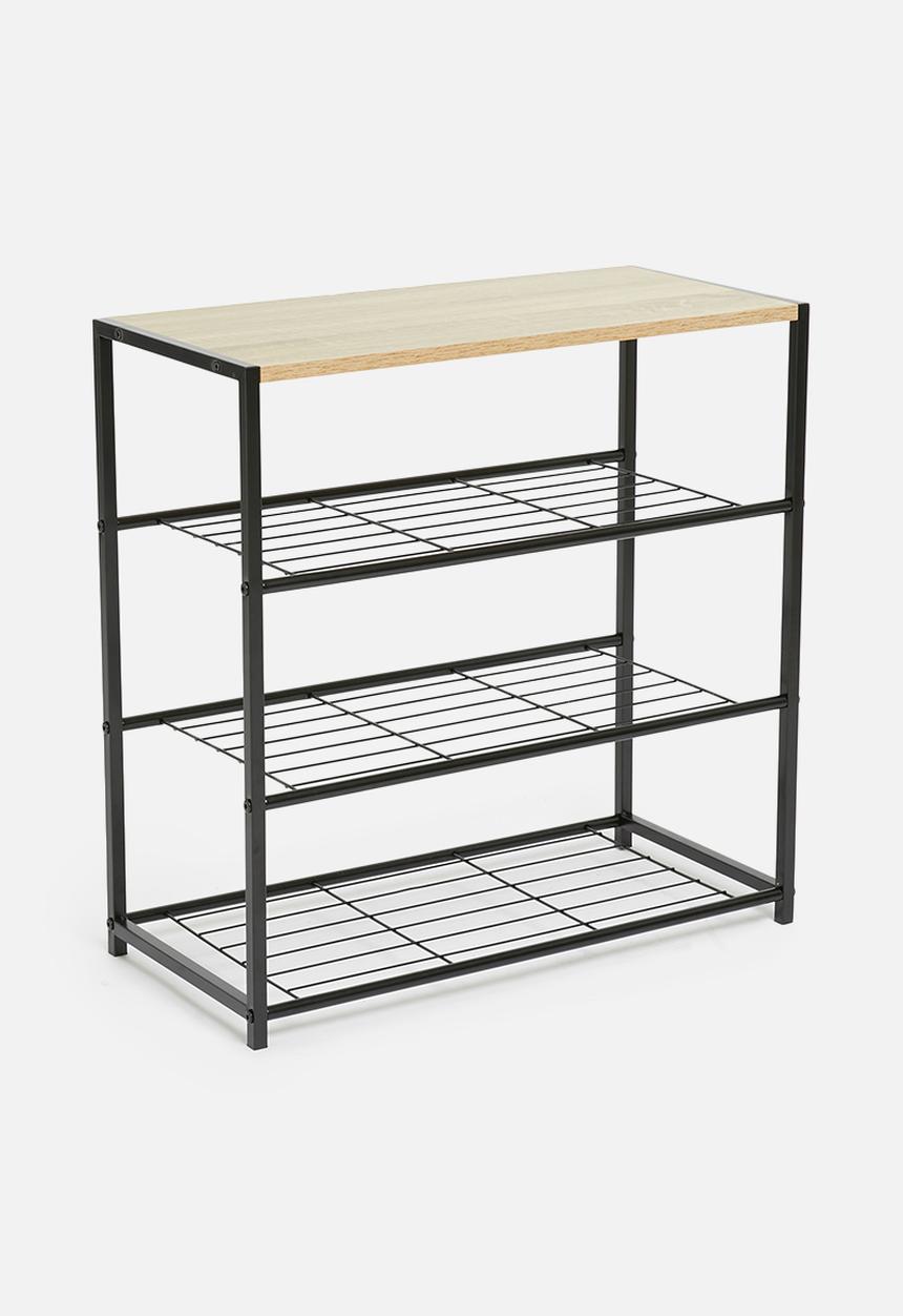 H&S -  Layered shoe rack - black & natural