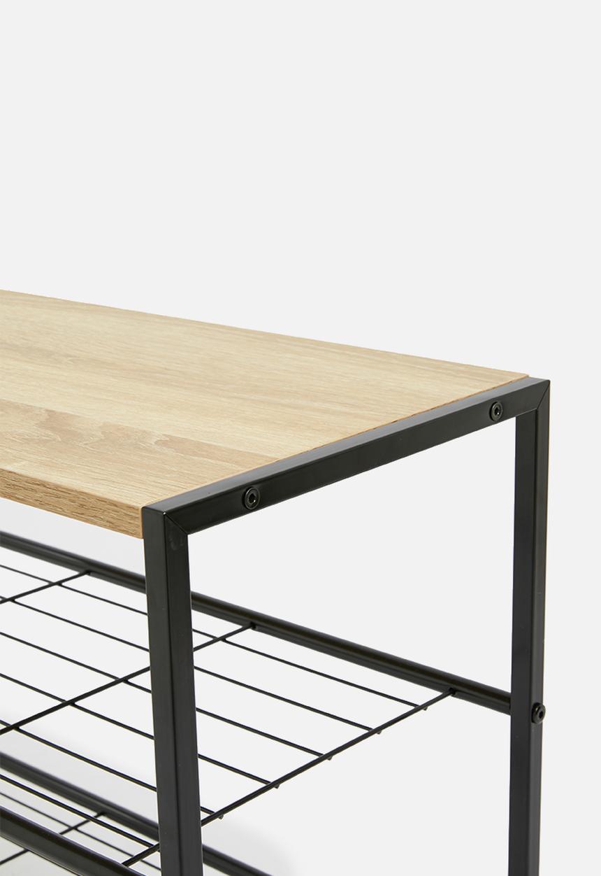 H&S -  Layered shoe rack - black & natural