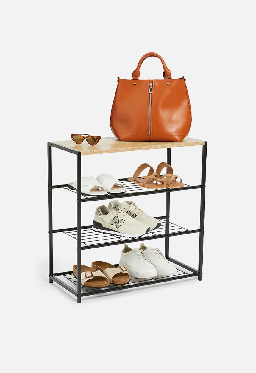 H&S -  Layered shoe rack - black & natural