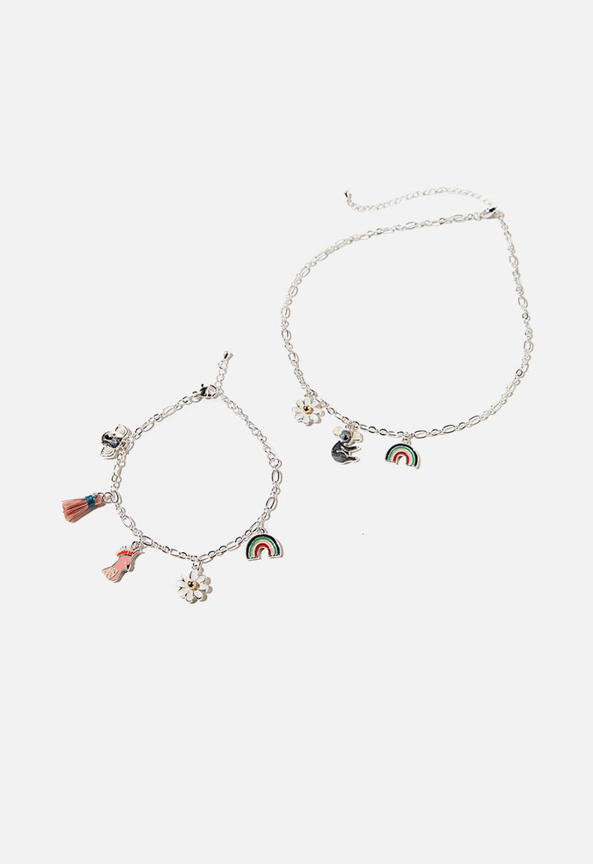 Cotton On - Charm bracelet & necklace set - silver 
