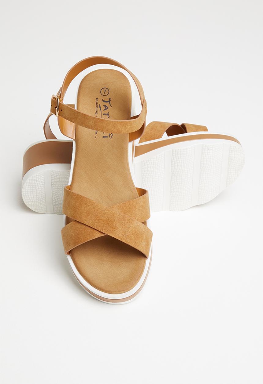 Jada - Criss-cross wedge - tan