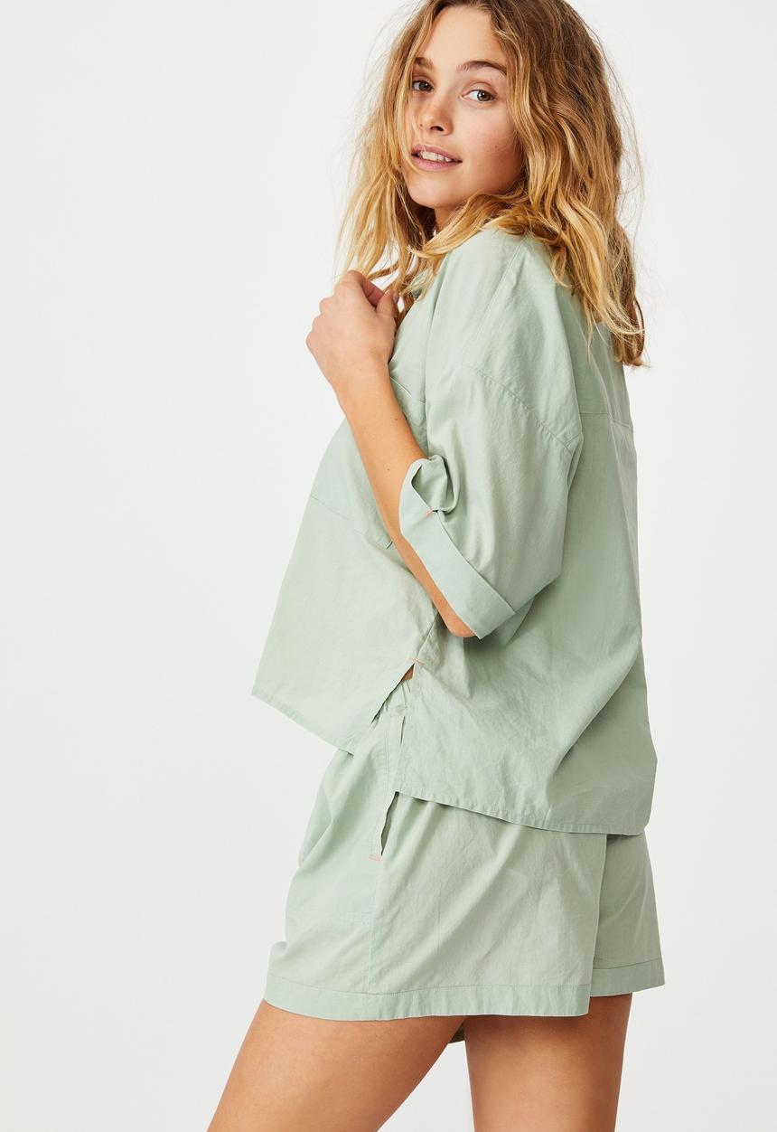 Cotton On - Washed woven sleep set - washed mint chip