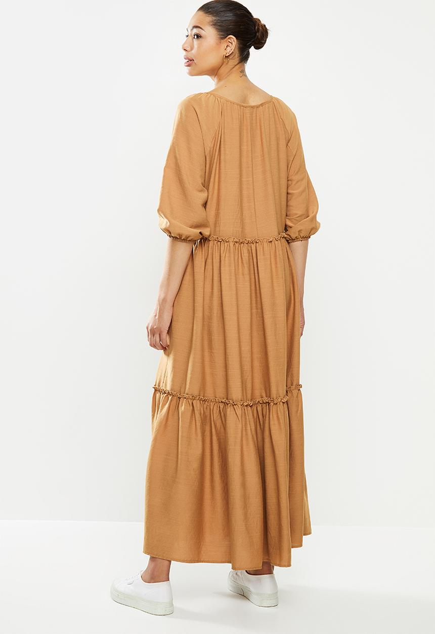 edit - Crinkle peasant dress - rust