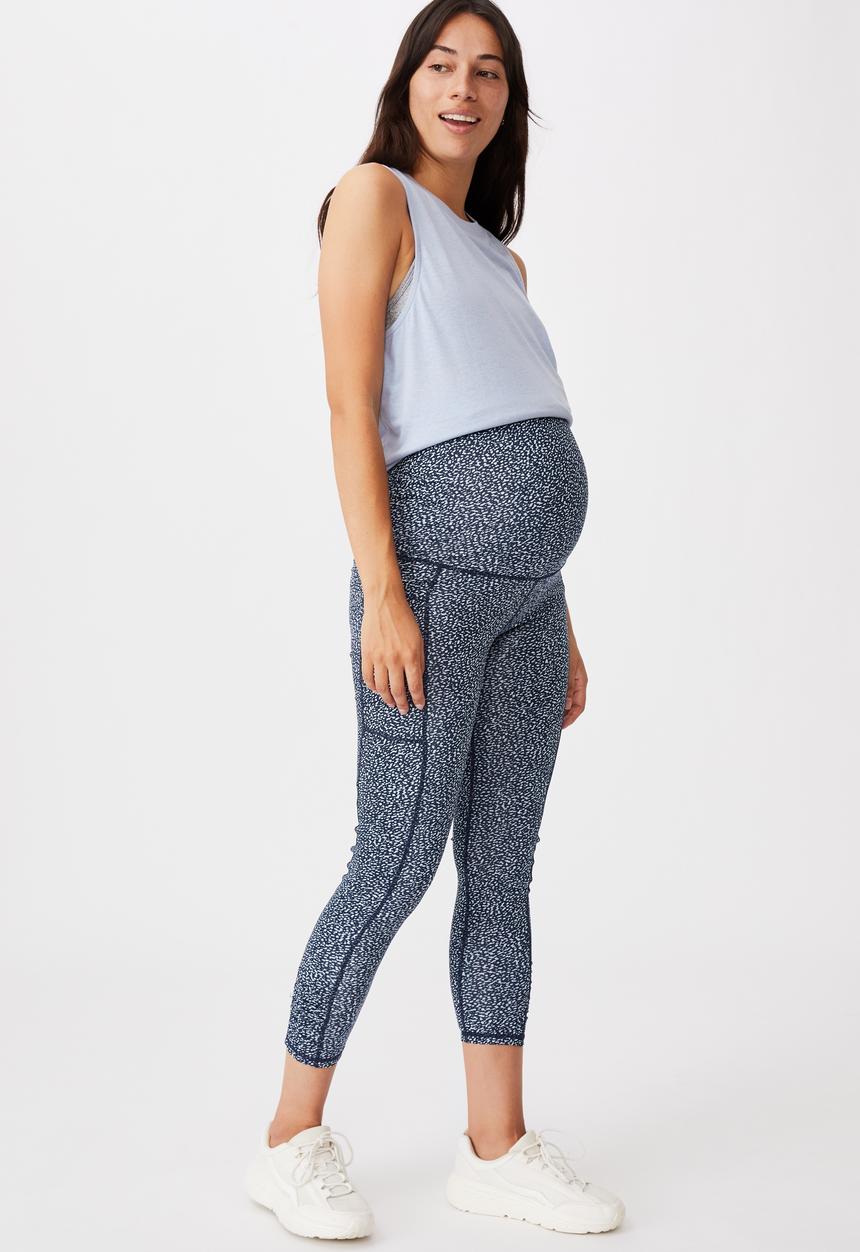 Cotton On - Maternity love you a latte 7/8 tight - splatter texture navy