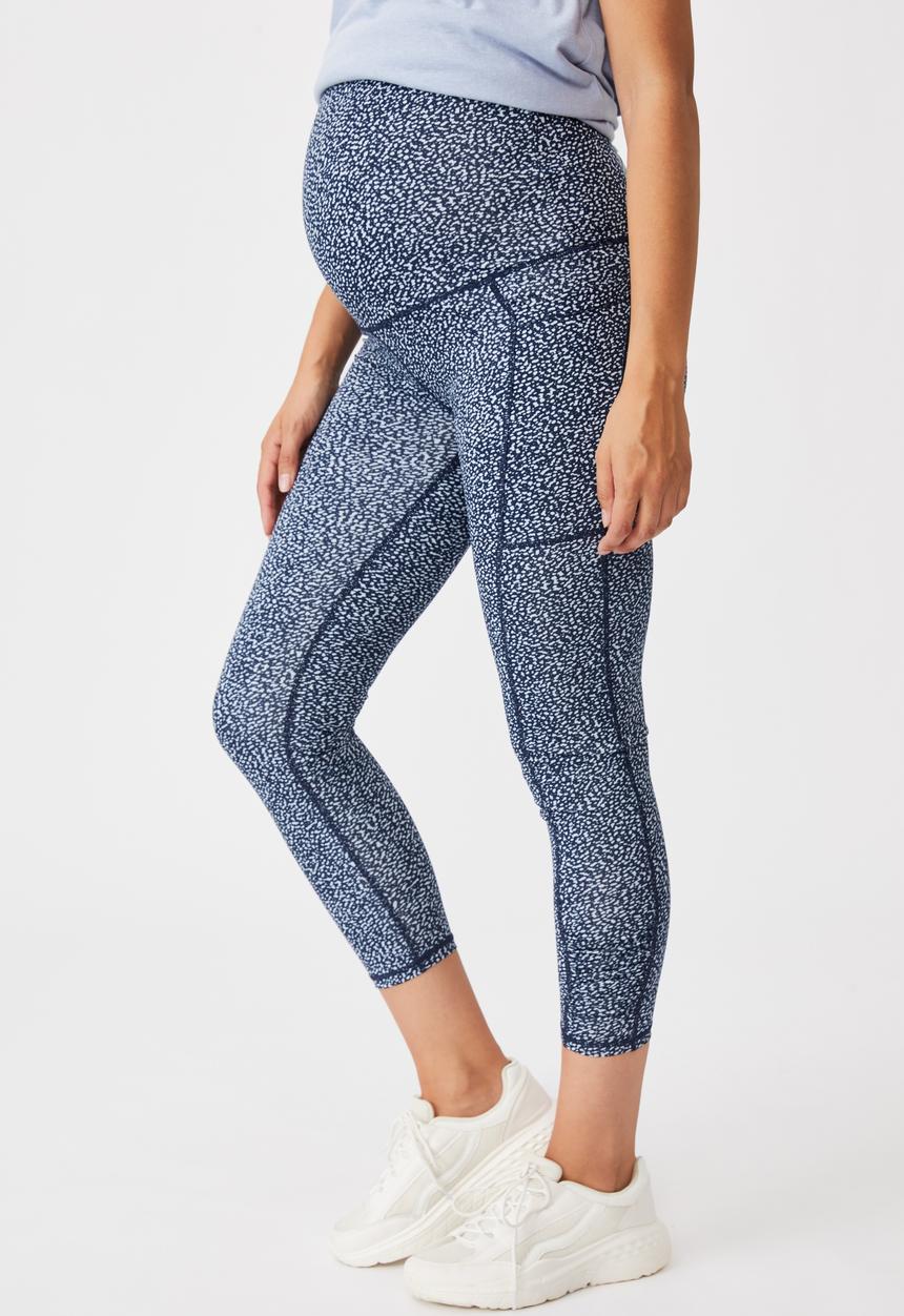 Cotton On - Maternity love you a latte 7/8 tight - splatter texture navy