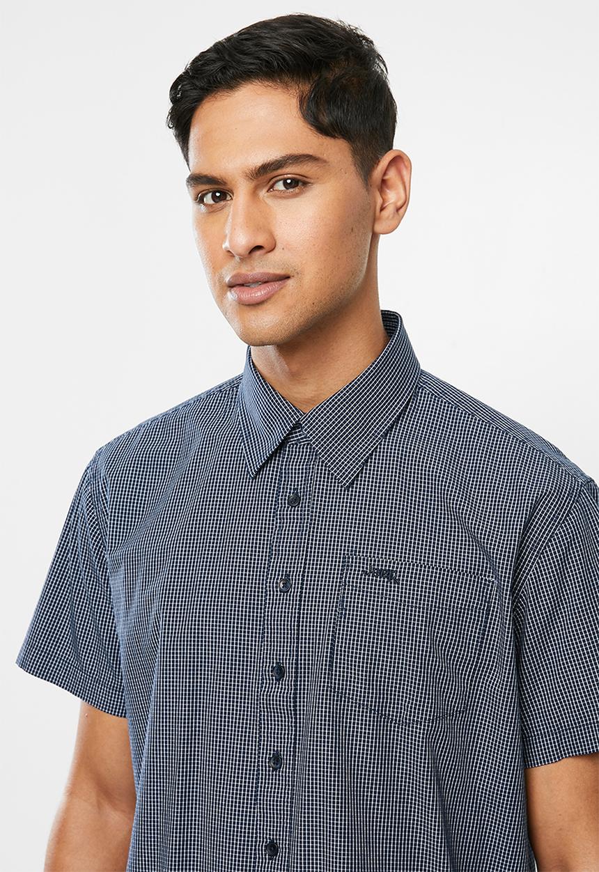 JEEP - Yearn dye check shirt - navy & white