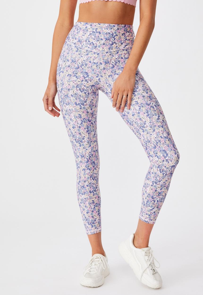 Cotton On - Strike a pose yoga 7/8 tight - sketched dense ditsy rose water