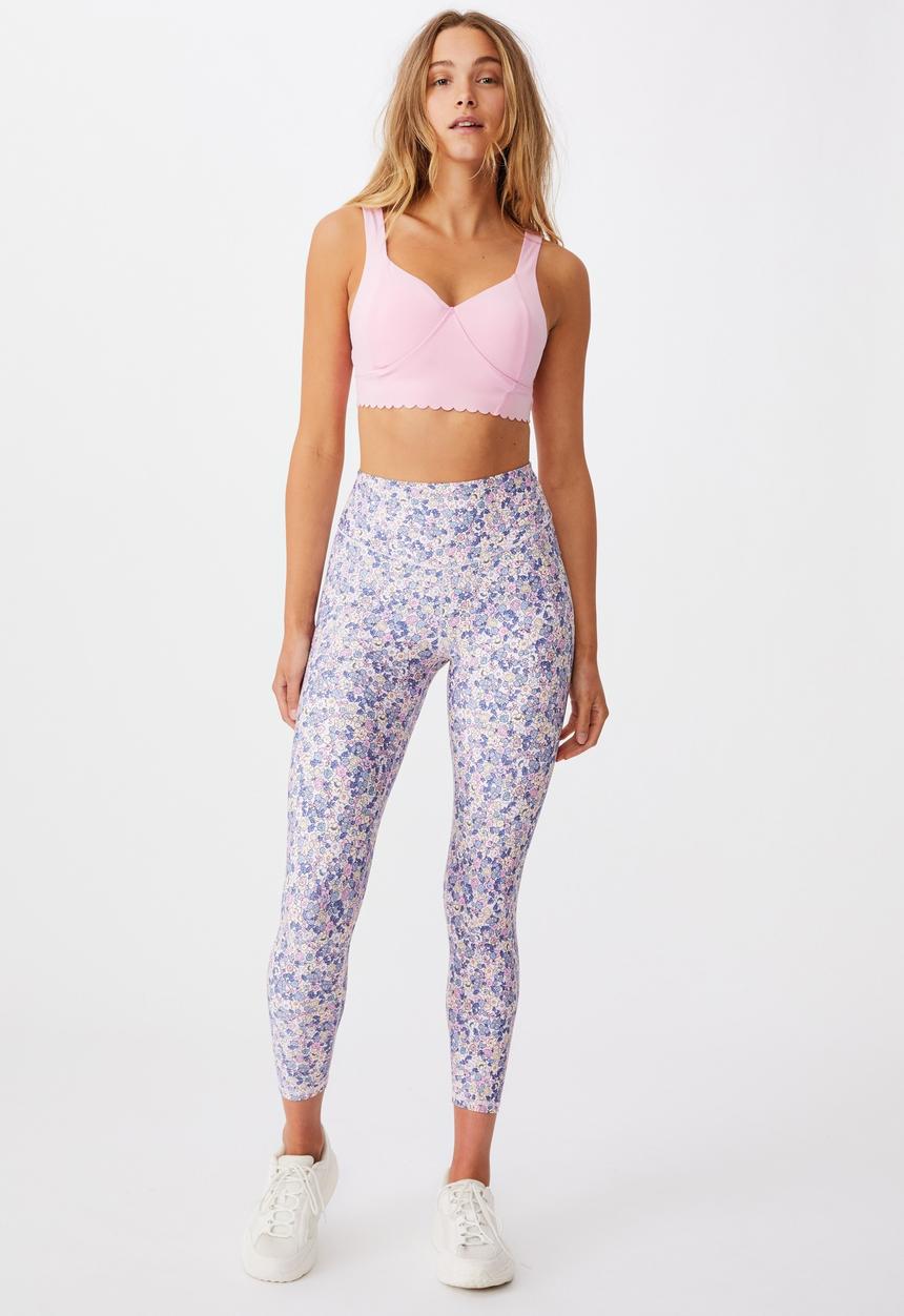 Cotton On - Strike a pose yoga 7/8 tight - sketched dense ditsy rose water