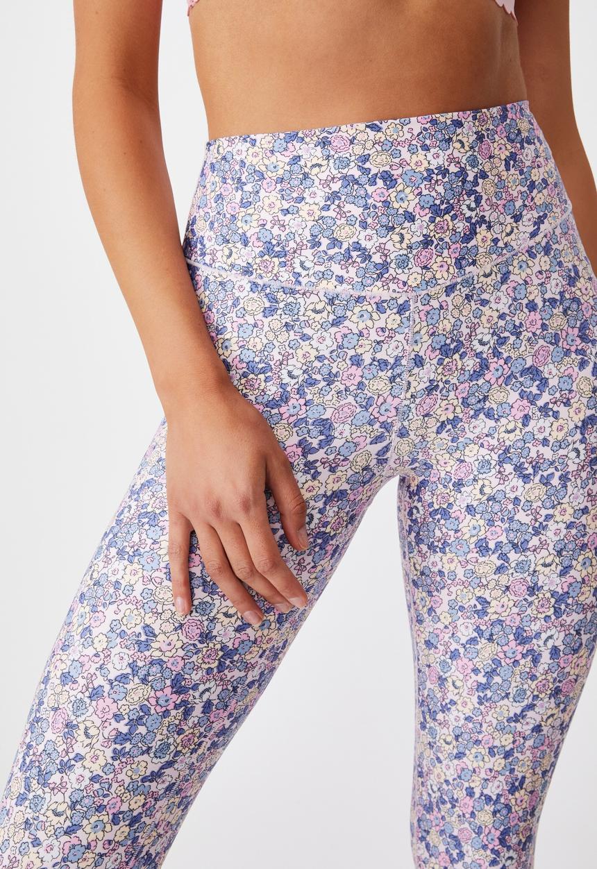 Cotton On - Strike a pose yoga 7/8 tight - sketched dense ditsy rose water