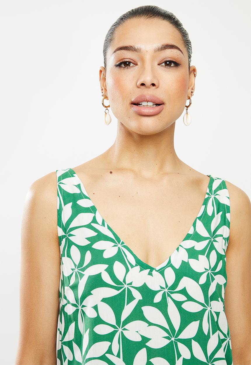 edit - Built up midi dress - green & white