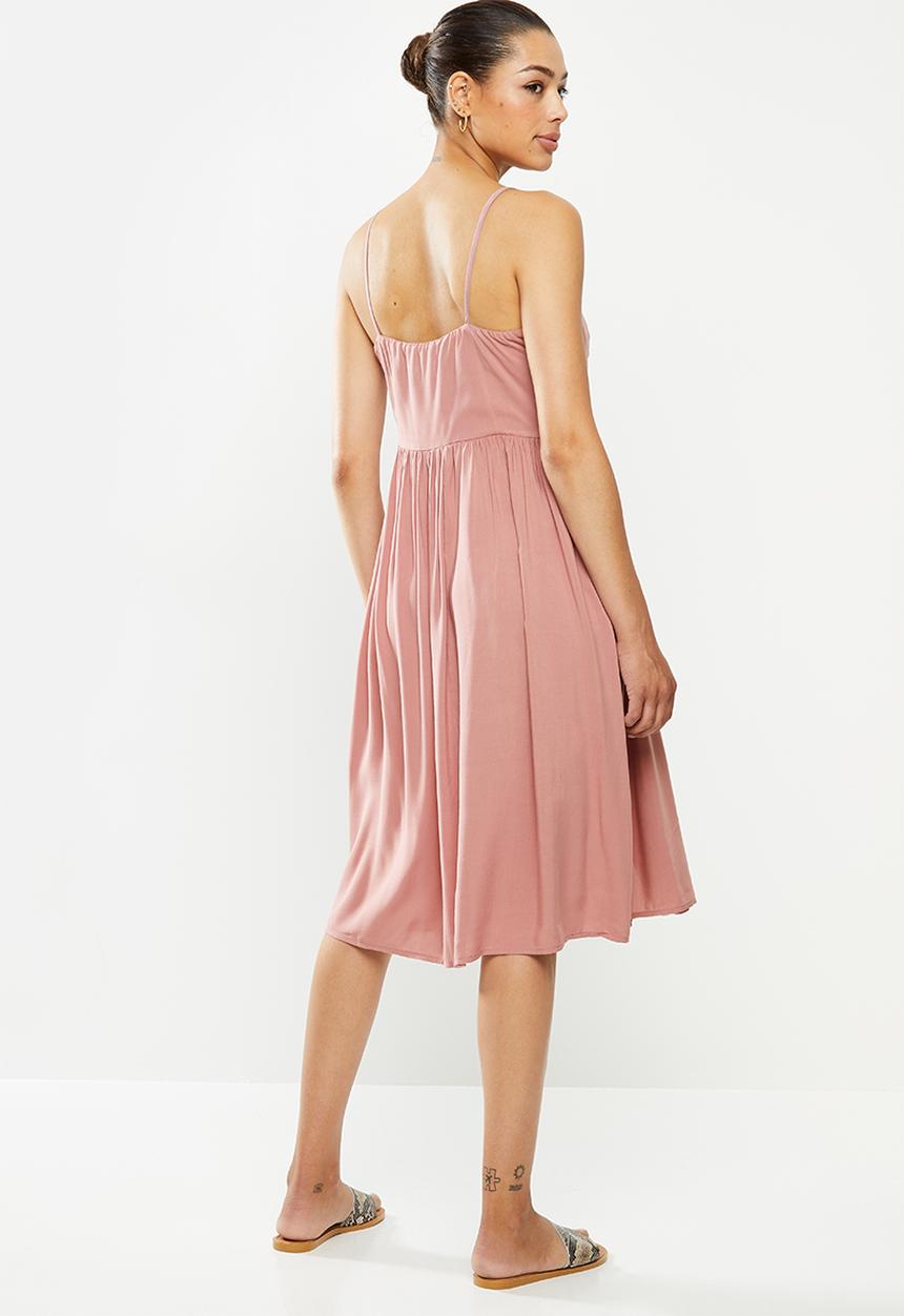 edit - Button through dress - pink