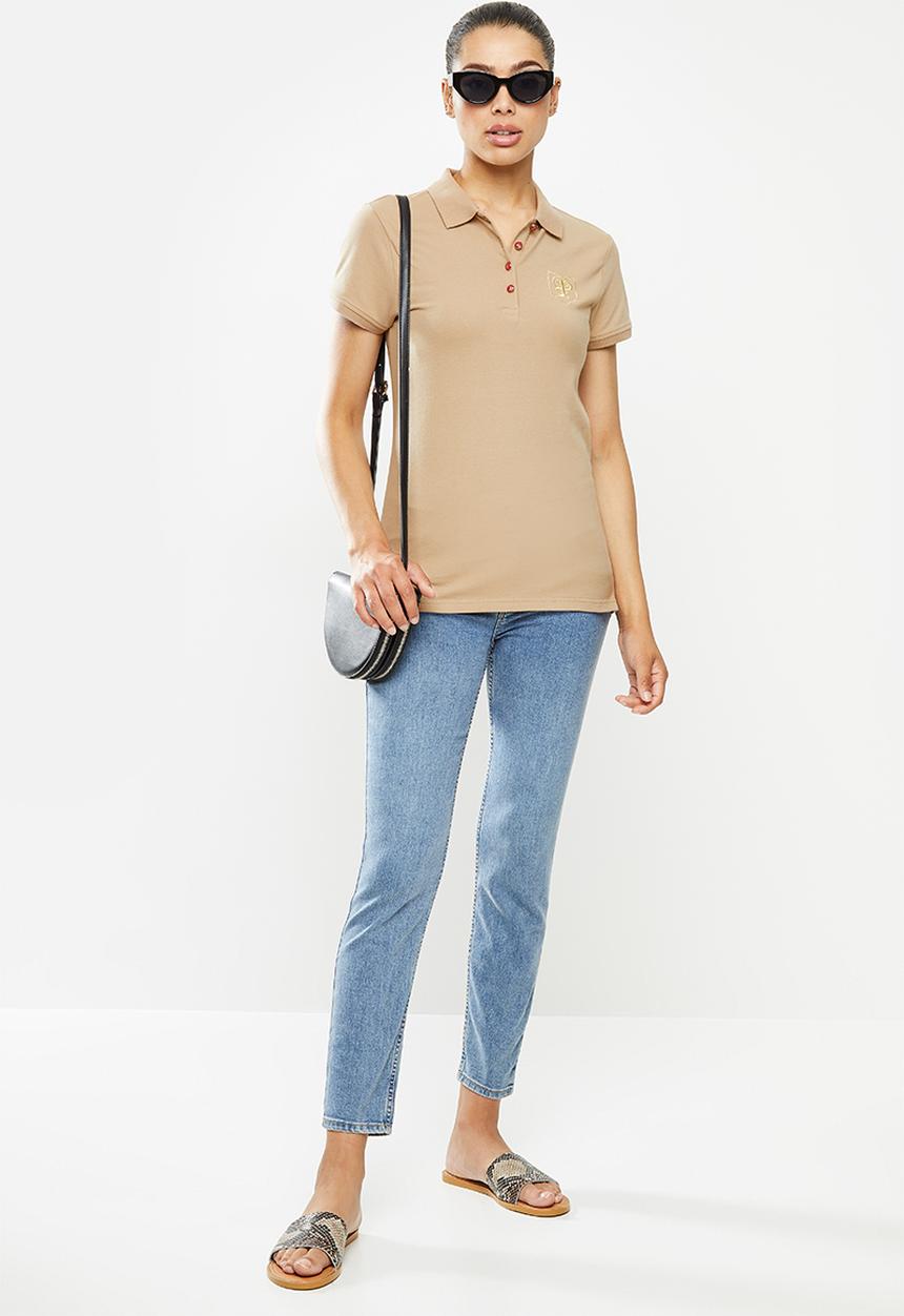 POLO - Clc candice short sleeve crest stretch golfer -stone