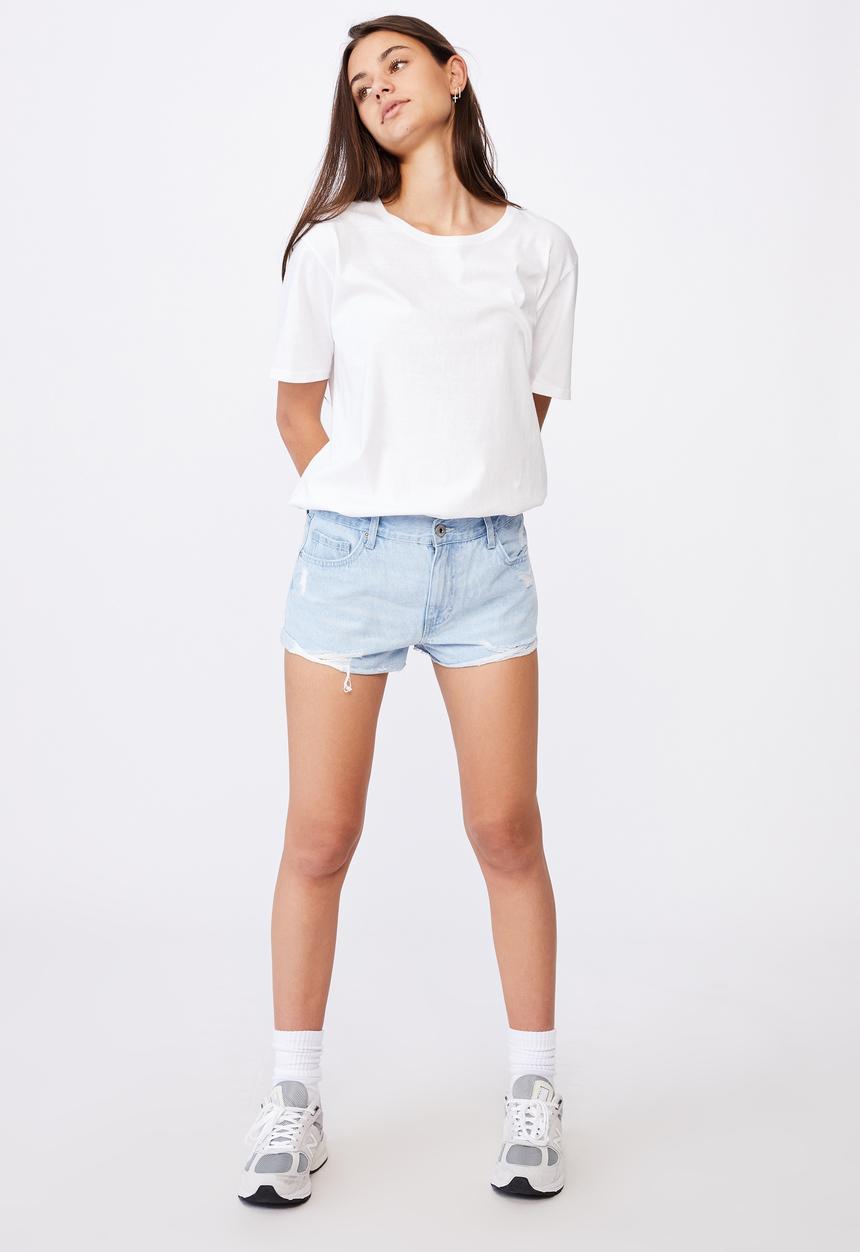 Factorie - Low rise denim short - bleach blue
