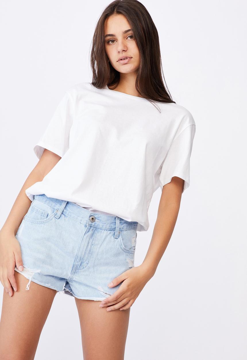 Factorie - Low rise denim short - bleach blue