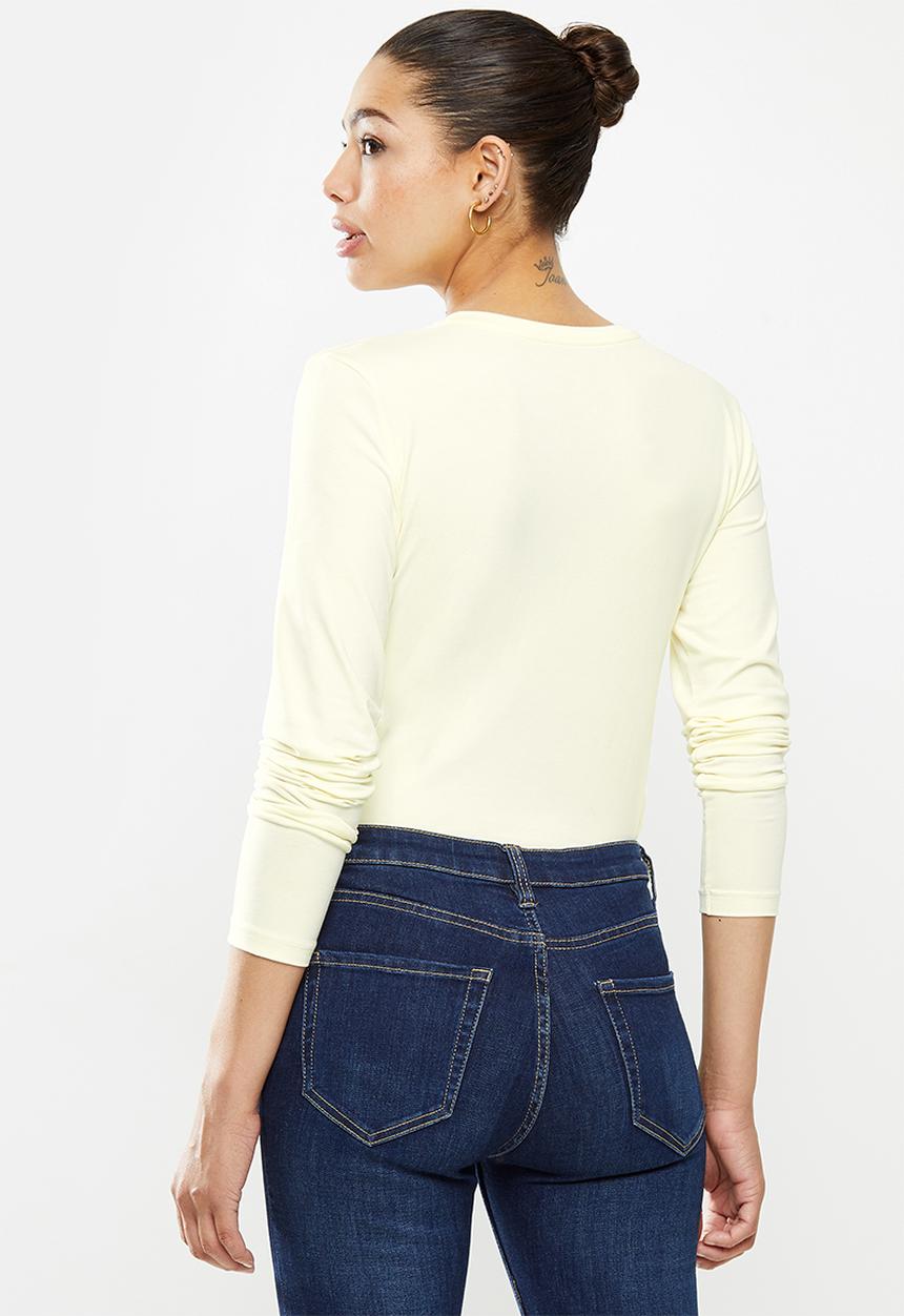 POLO - Long sleeve polo tee-gold print - neutral 