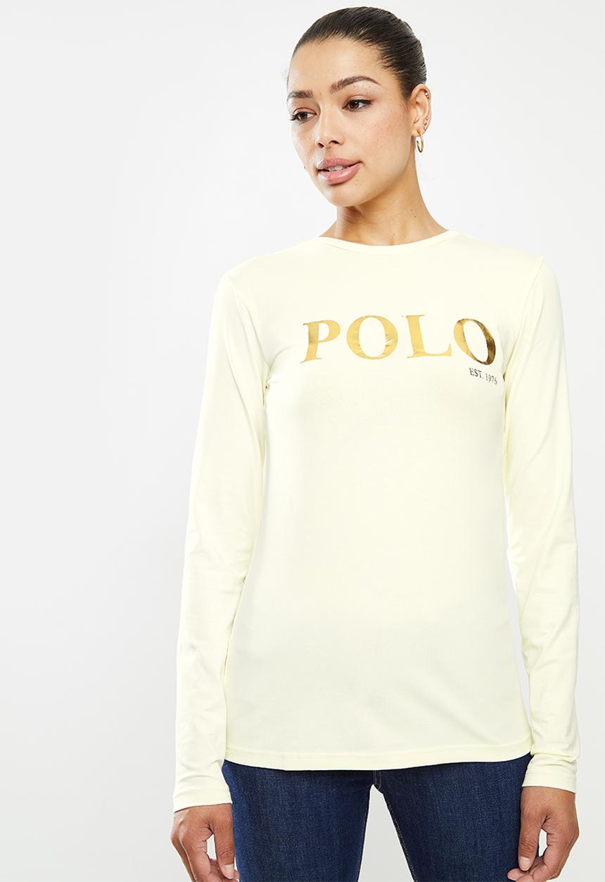 POLO - Long sleeve polo tee-gold print - neutral 