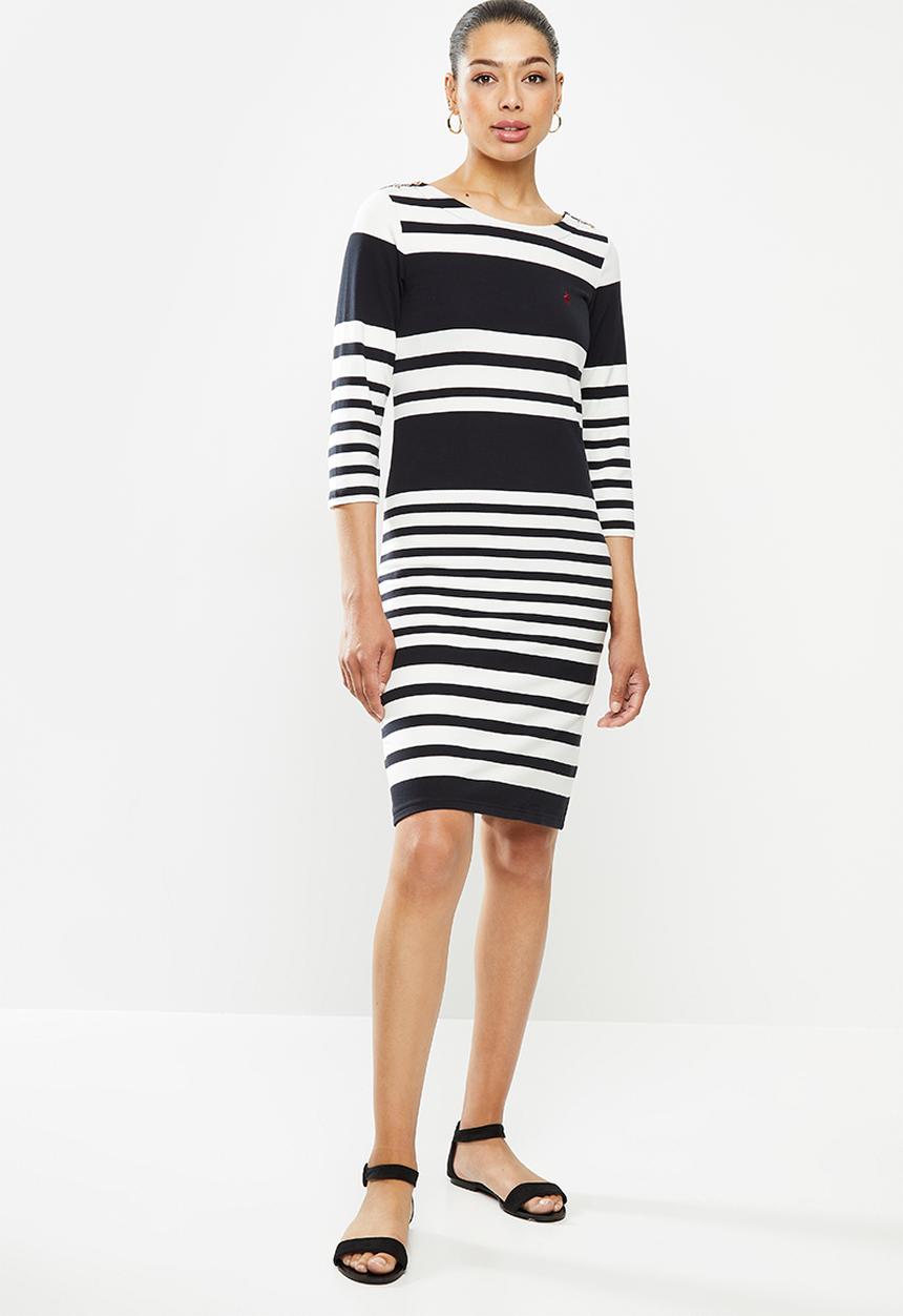 POLO - Marie stripe dress - black & white