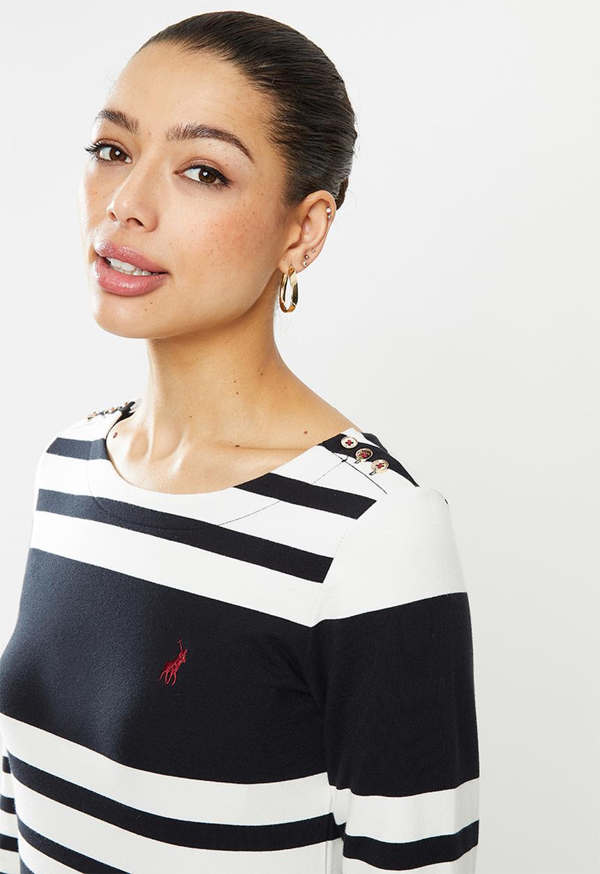 POLO - Marie stripe dress - black & white