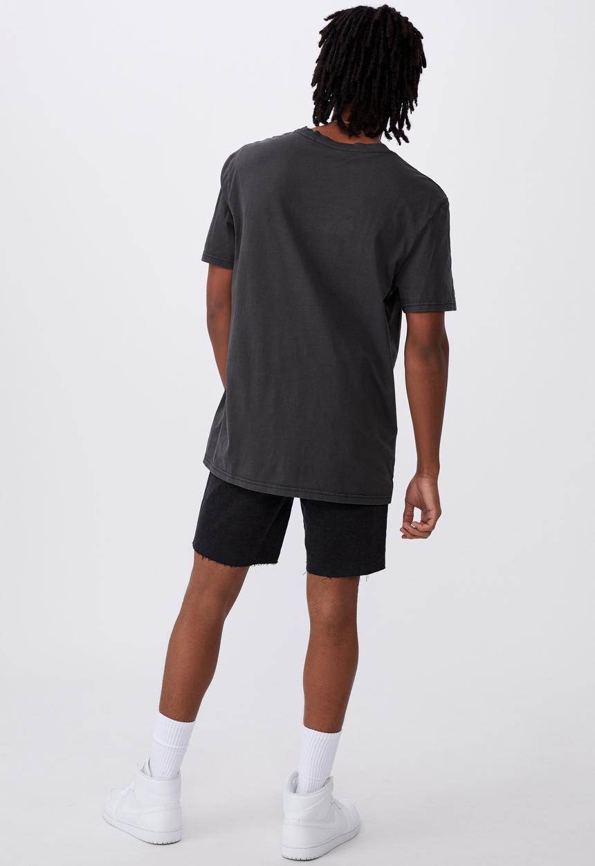Factorie - Slim cut denim short - washed black raw hem