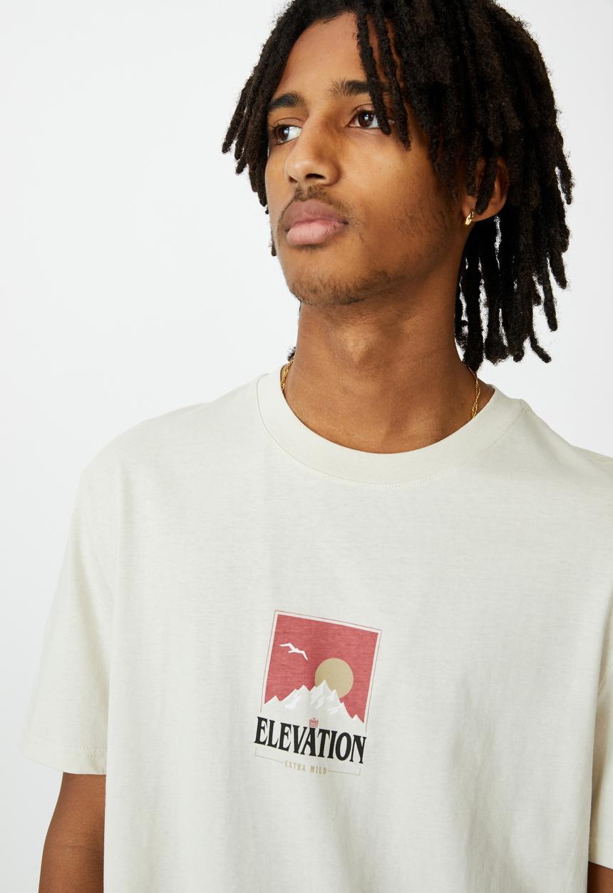 Factorie - Extra mild regular graphic t shirt - ivory