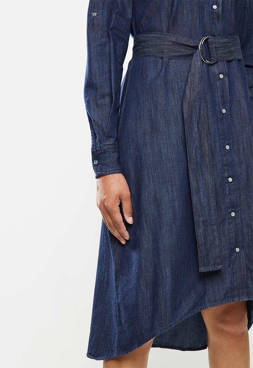 POLO - Long sleeve reiss chambray dress -blue 