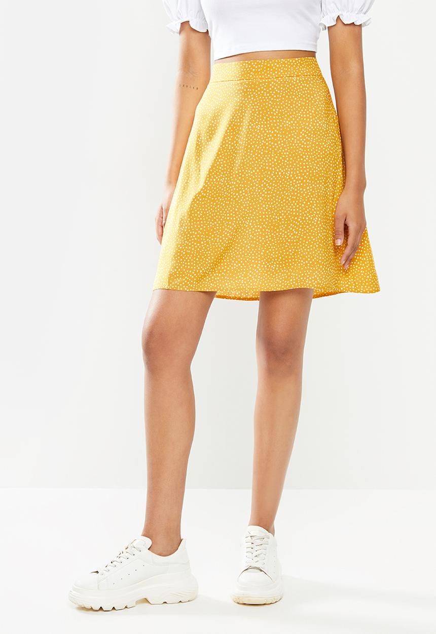 Blake - A-line mini skirt - yellow & white