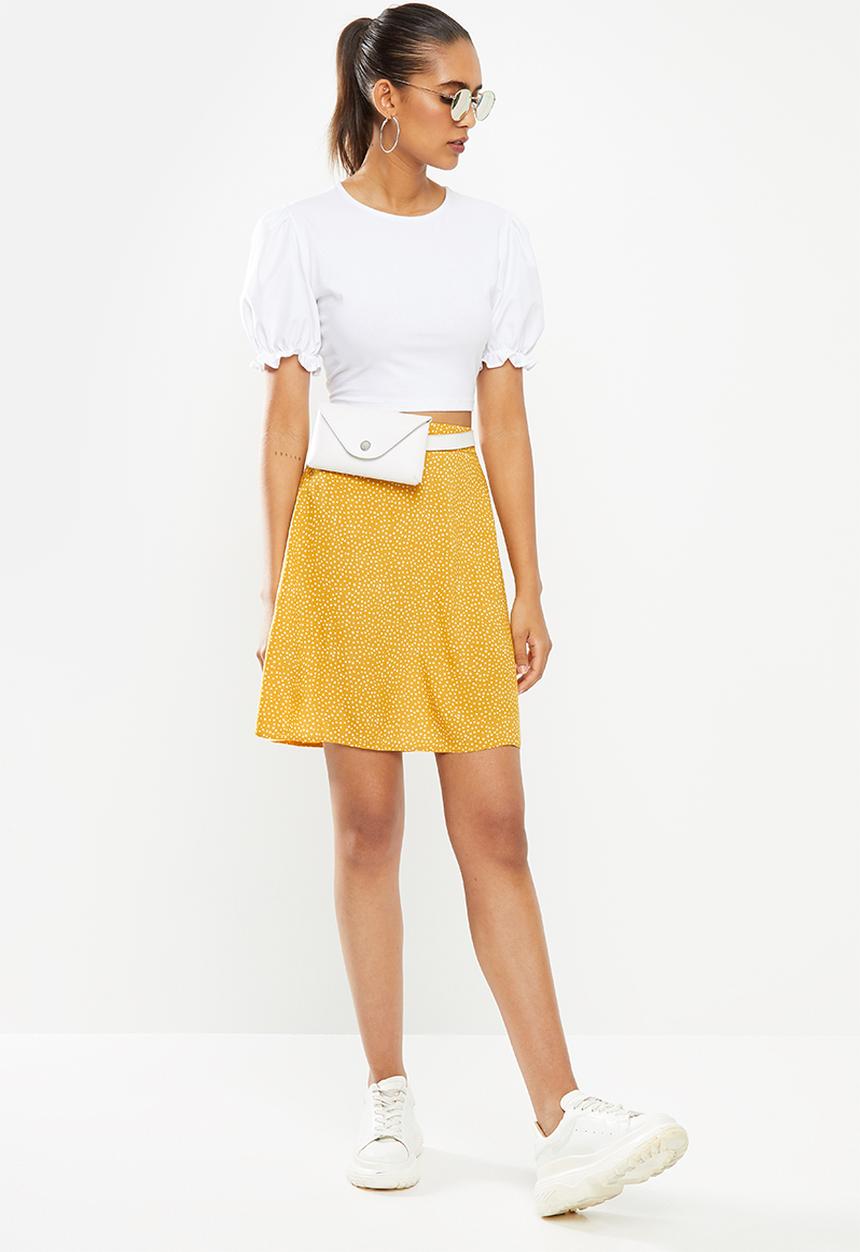 Blake - A-line mini skirt - yellow & white