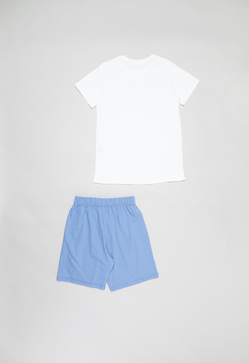 Rebel Republic - Boys printed tee & shorts pj set - white & blue