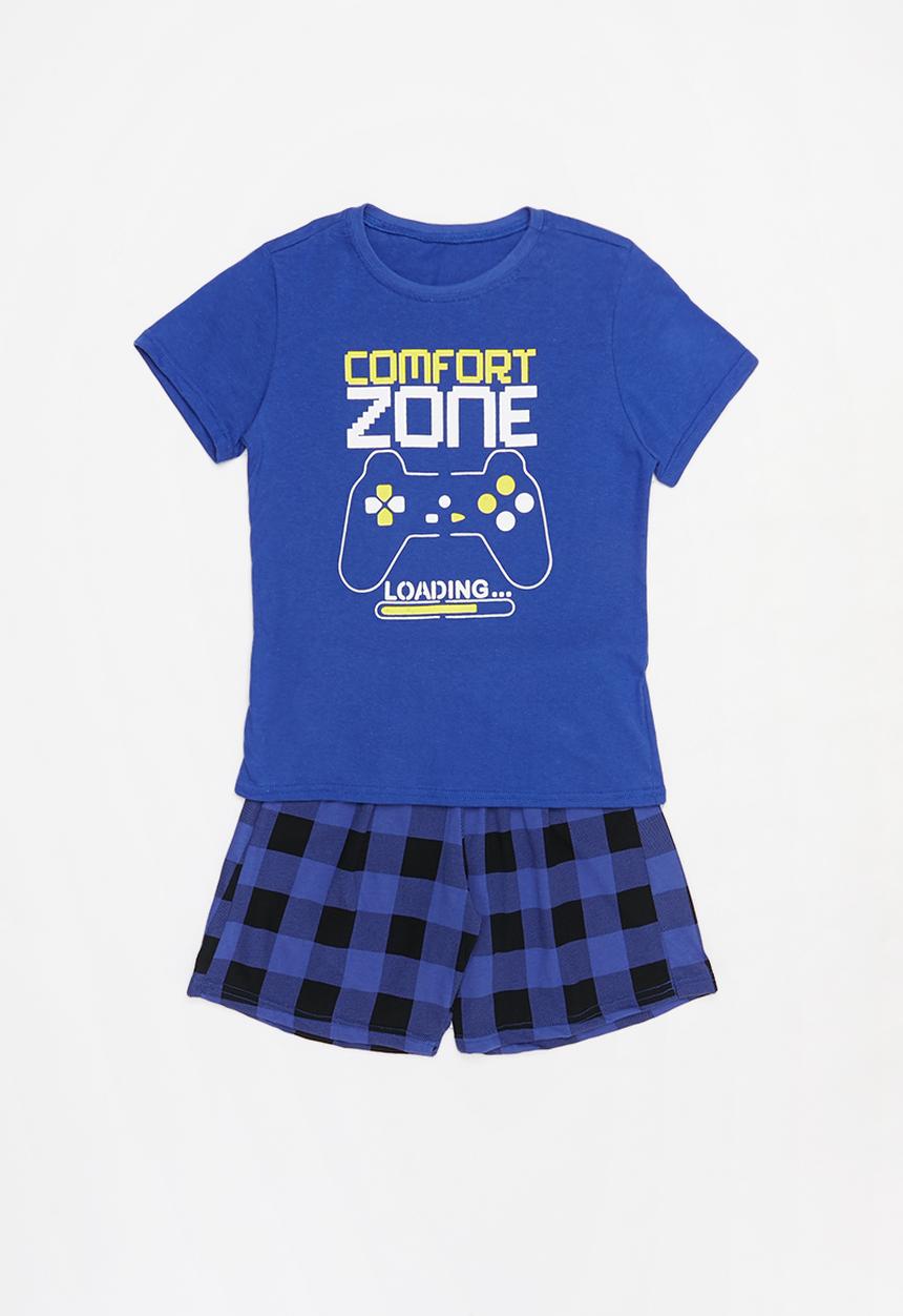 Rebel Republic - Boys printed tee & shorts pj set - blue