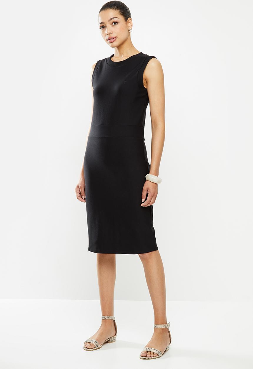 POLO - Excl sleeveless bodycon dress - black
