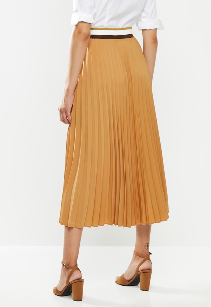 POLO - Carrie pleat skirt with rib - camel