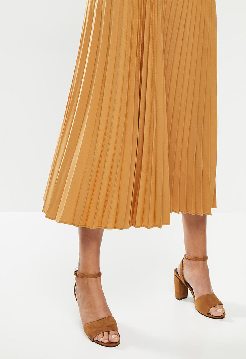 POLO - Carrie pleat skirt with rib - camel