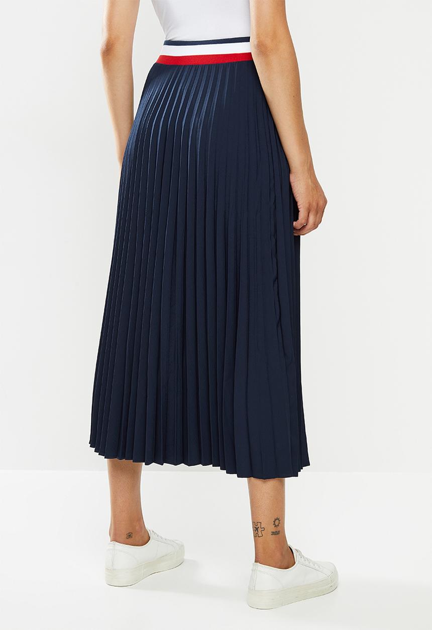 POLO - Carrie pleat skirt with rib -navy