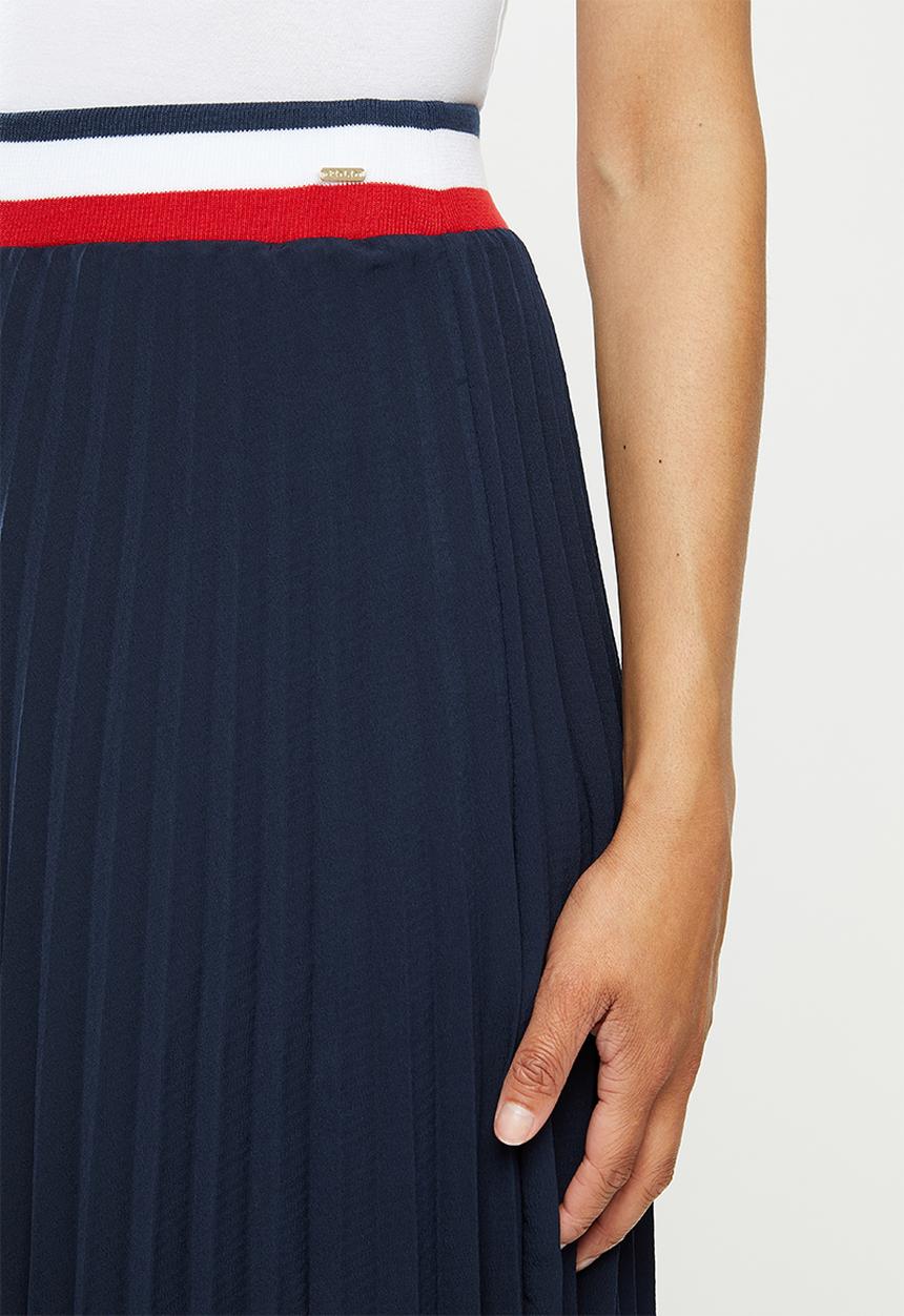 POLO - Carrie pleat skirt with rib -navy
