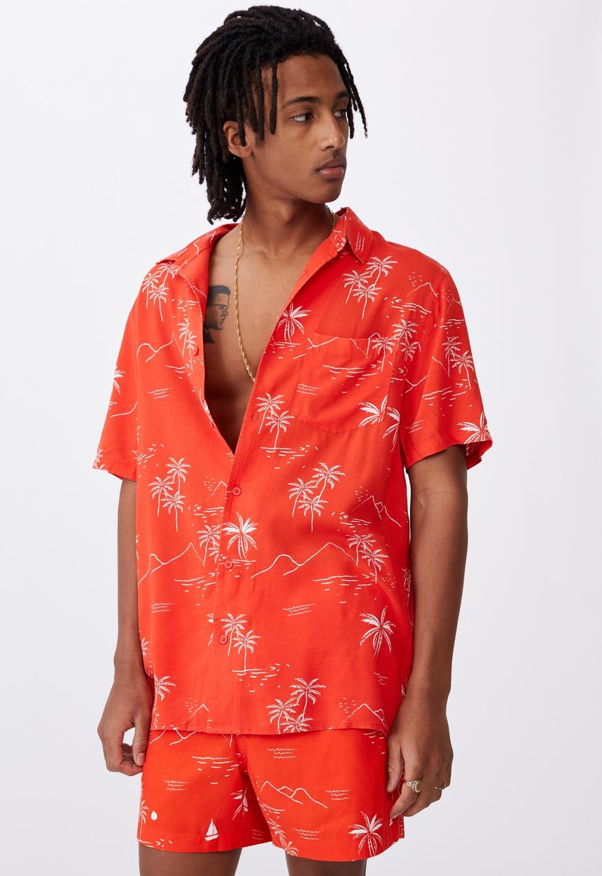 Factorie - Resort shirt - red hawaii