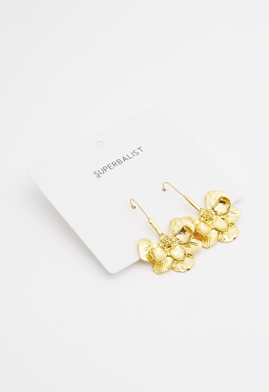 Superbalist - Flower statement earrings - gold