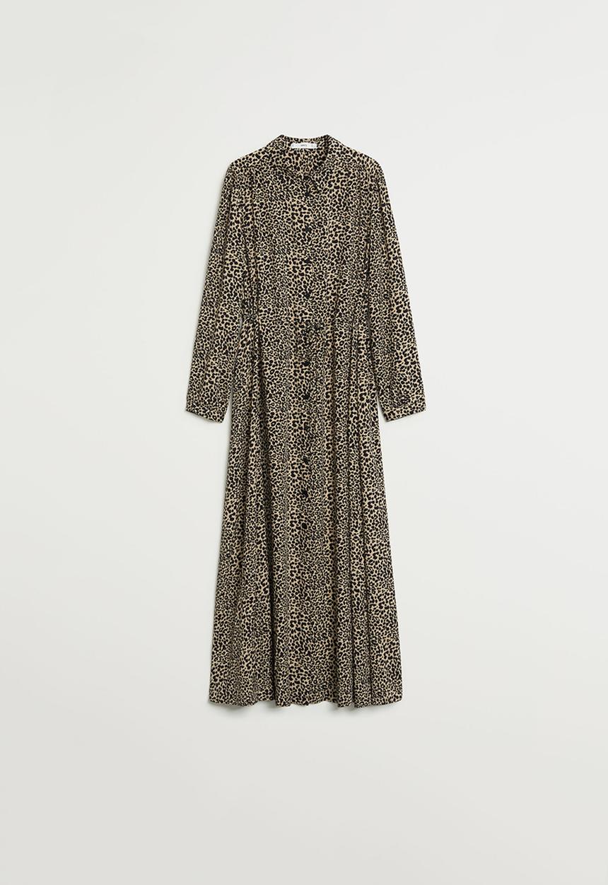 MANGO - Dress orange - beige & black 