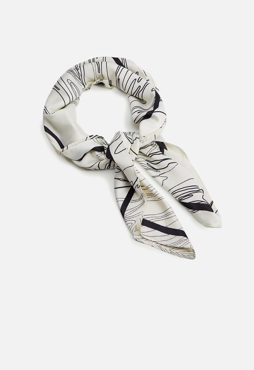 MANGO - Neck scarf pencil  - white & black 