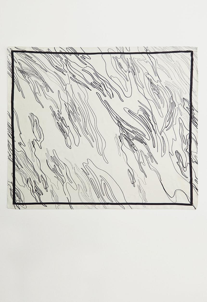 MANGO - Neck scarf pencil  - white & black 
