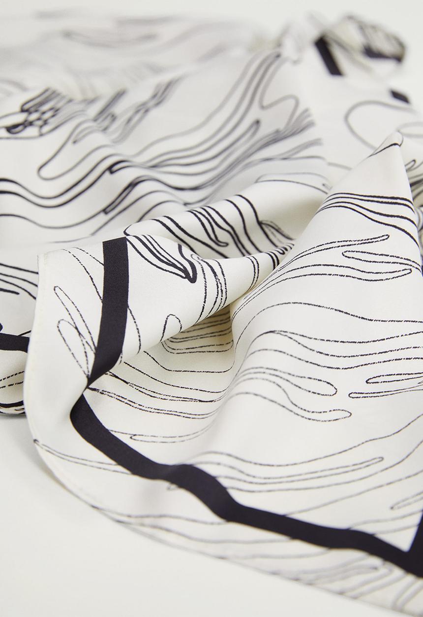MANGO - Neck scarf pencil  - white & black 