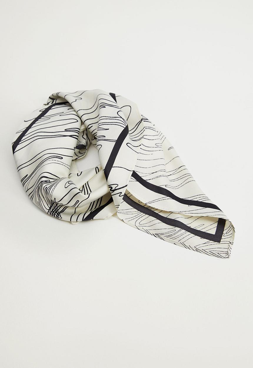 MANGO - Neck scarf pencil  - white & black 